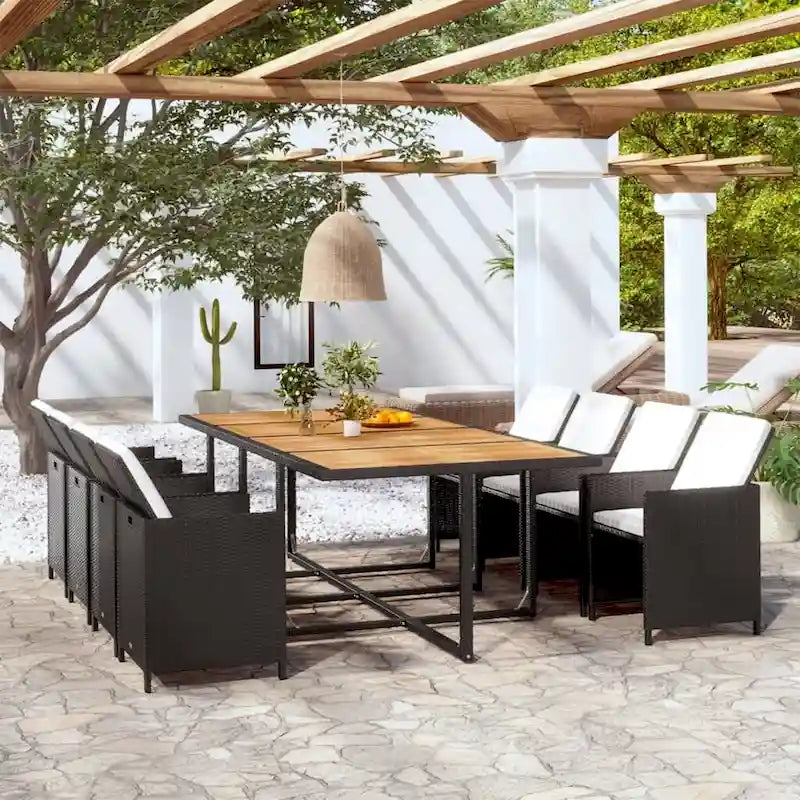 vidaXL Patio Furniture Set Outdoor Table and Chair Dining Set Poly Rattan