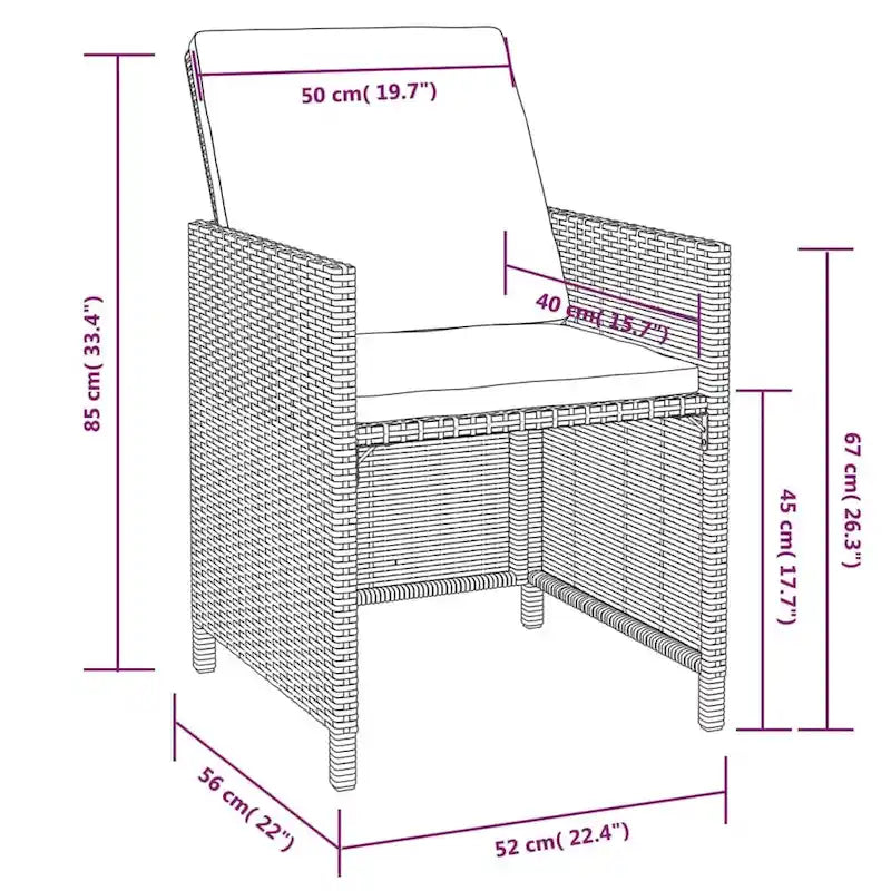 vidaXL Patio Furniture Set Outdoor Table and Chair Dining Set Poly Rattan
