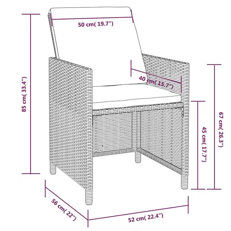 vidaXL Patio Furniture Set Outdoor Table and Chair Dining Set Poly Rattan
