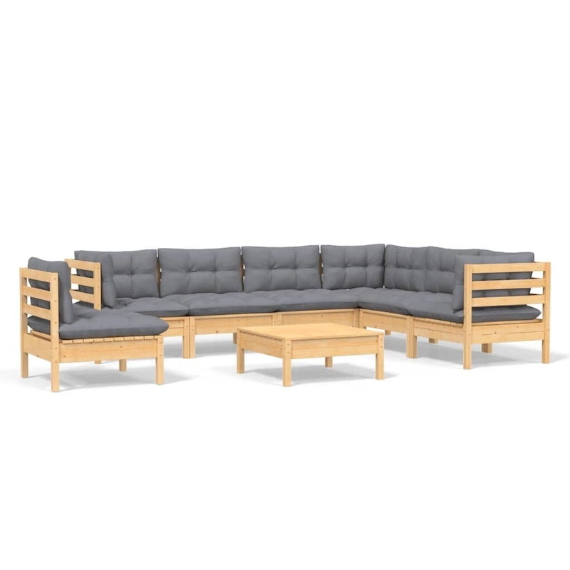 vidaXL Solid Pinewood Patio Lounge Set 8 Piece with Cushions Multi Colors - 25 x 25 x 24.6