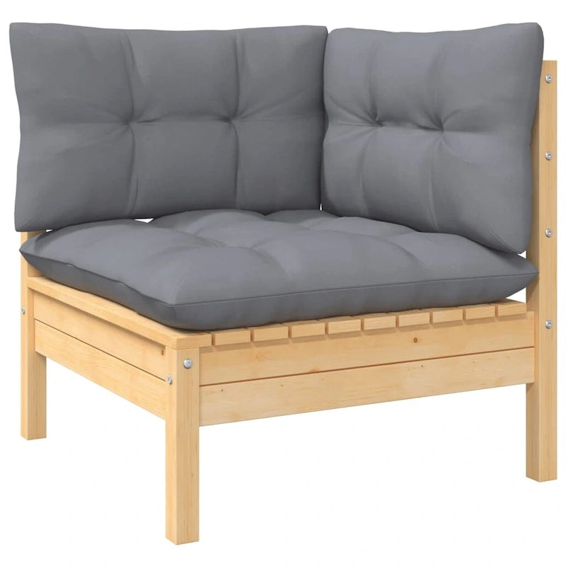 vidaXL Solid Pinewood Patio Lounge Set 8 Piece with Cushions Multi Colors - 25 x 25 x 24.6