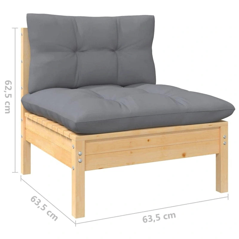 vidaXL Solid Pinewood Patio Lounge Set 8 Piece with Cushions Multi Colors - 25 x 25 x 24.6