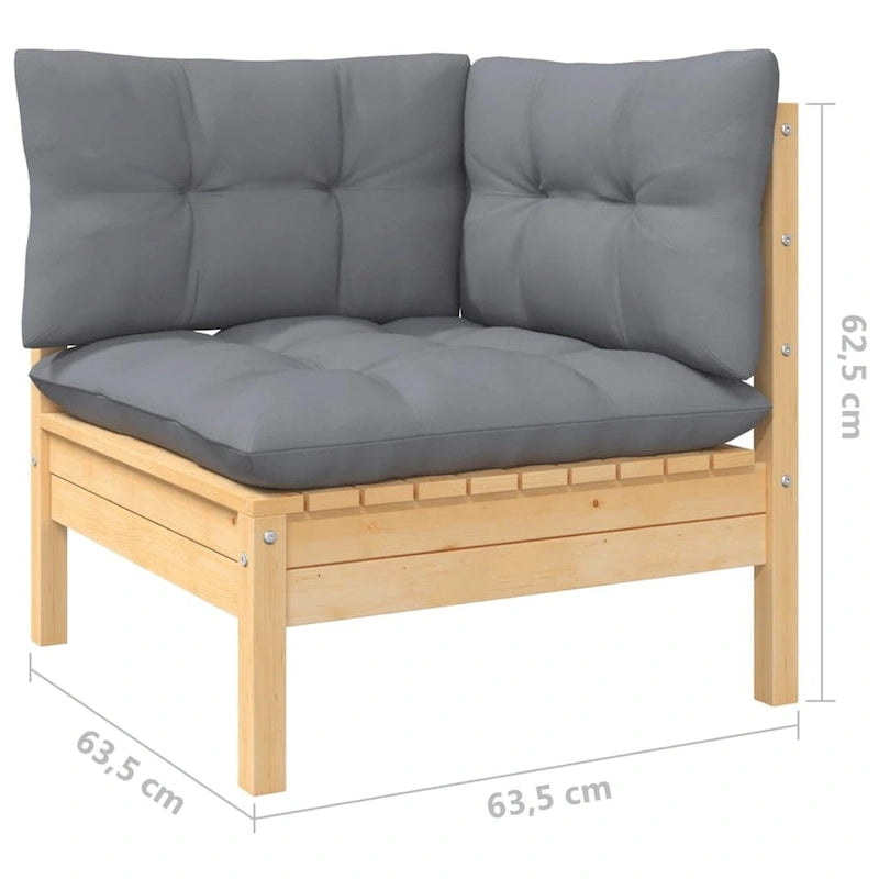 vidaXL Solid Pinewood Patio Lounge Set 8 Piece with Cushions Multi Colors - 25 x 25 x 24.6