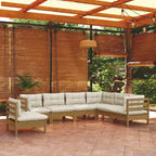 vidaXL Solid Pinewood Patio Lounge Set 8 Piece with Cushions Multi Colors - 25 x 25 x 24.6