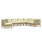 vidaXL Solid Pinewood Patio Lounge Set 8 Piece with Cushions Multi Colors - 25 x 25 x 24.6