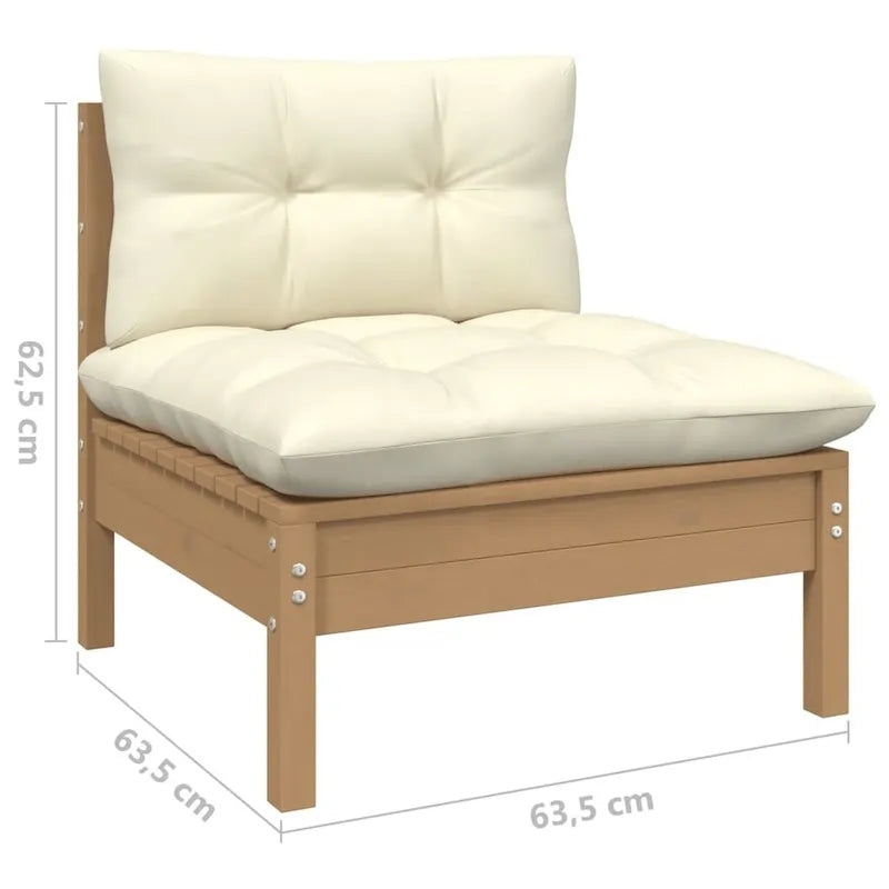 vidaXL Solid Pinewood Patio Lounge Set 8 Piece with Cushions Multi Colors - 25 x 25 x 24.6