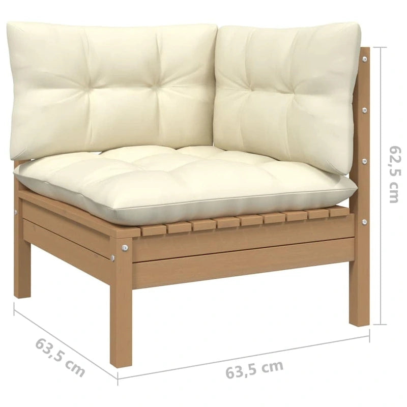 vidaXL Solid Pinewood Patio Lounge Set 8 Piece with Cushions Multi Colors - 25 x 25 x 24.6