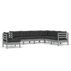 vidaXL Solid Pinewood Patio Lounge Set 8 Piece with Cushions Multi Colors - 25 x 25 x 24.6