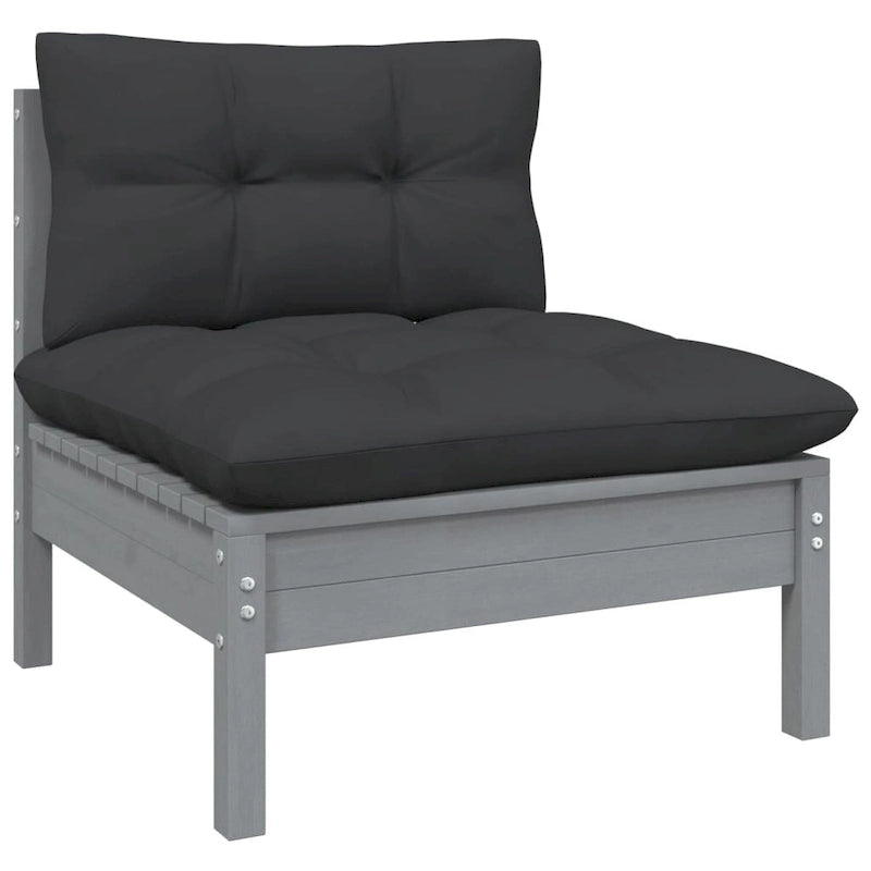 vidaXL Solid Pinewood Patio Lounge Set 8 Piece with Cushions Multi Colors - 25 x 25 x 24.6