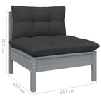 vidaXL Solid Pinewood Patio Lounge Set 8 Piece with Cushions Multi Colors - 25 x 25 x 24.6