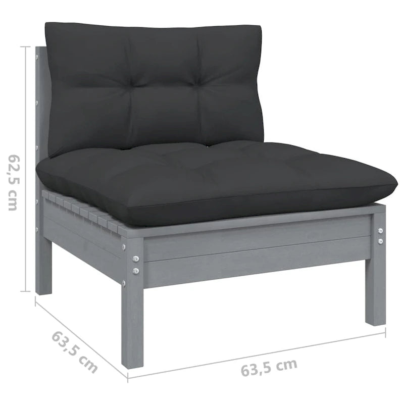 vidaXL Solid Pinewood Patio Lounge Set 8 Piece with Cushions Multi Colors - 25 x 25 x 24.6