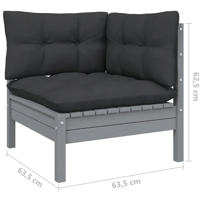 vidaXL Solid Pinewood Patio Lounge Set 8 Piece with Cushions Multi Colors - 25 x 25 x 24.6
