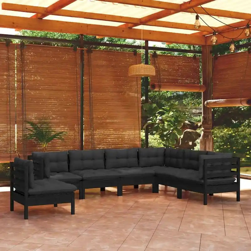 vidaXL Solid Pinewood Patio Lounge Set 8 Piece with Cushions Multi Colors - 25 x 25 x 24.6