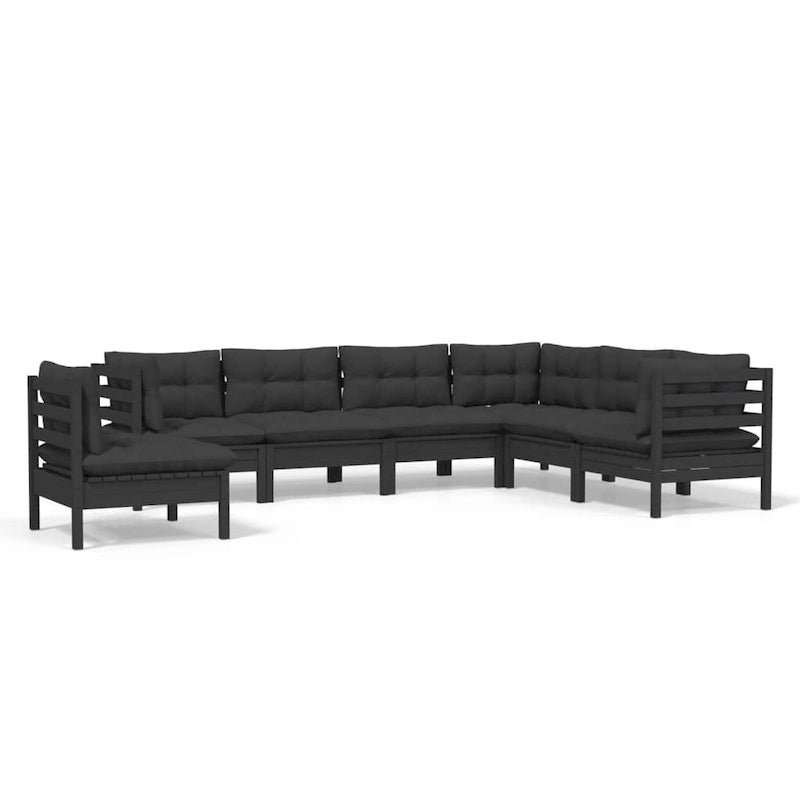 vidaXL Solid Pinewood Patio Lounge Set 8 Piece with Cushions Multi Colors - 25 x 25 x 24.6