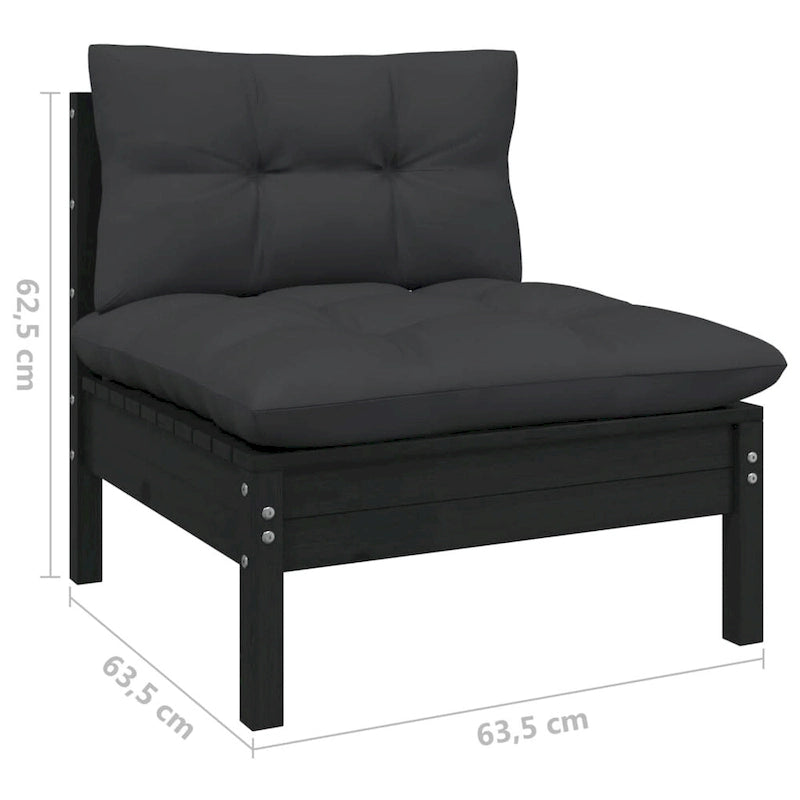 vidaXL Solid Pinewood Patio Lounge Set 8 Piece with Cushions Multi Colors - 25 x 25 x 24.6