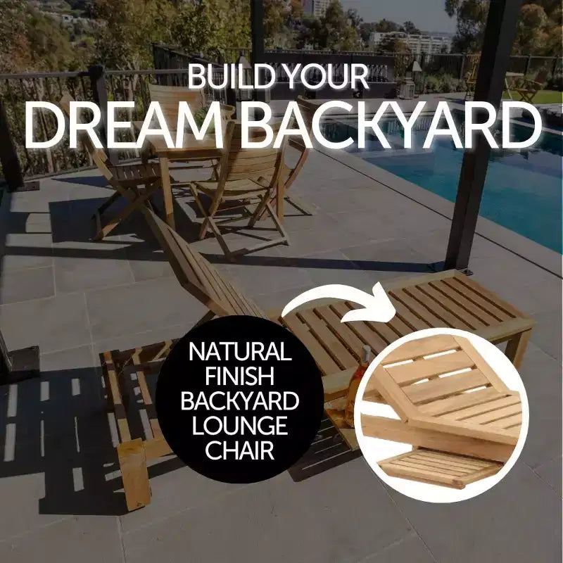Nordic Teak Natural Outdoor Chaise Lounger with Side Table - Beige