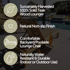 Nordic Teak Natural Outdoor Chaise Lounger with Side Table - Beige