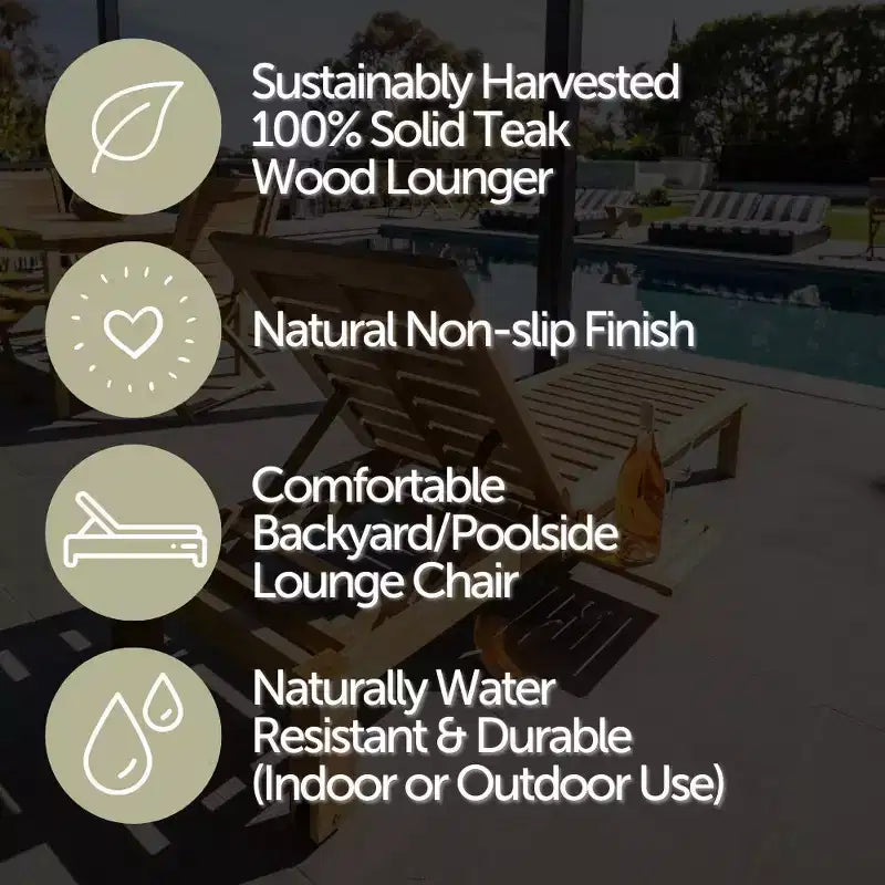Nordic Teak Natural Outdoor Chaise Lounger with Side Table - Beige