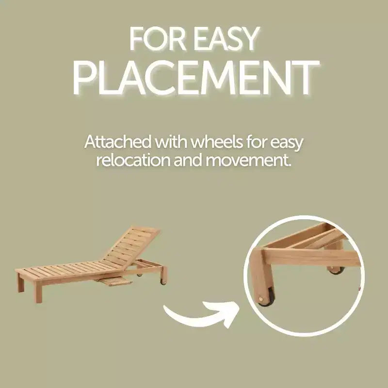 Nordic Teak Natural Outdoor Chaise Lounger with Side Table - Beige