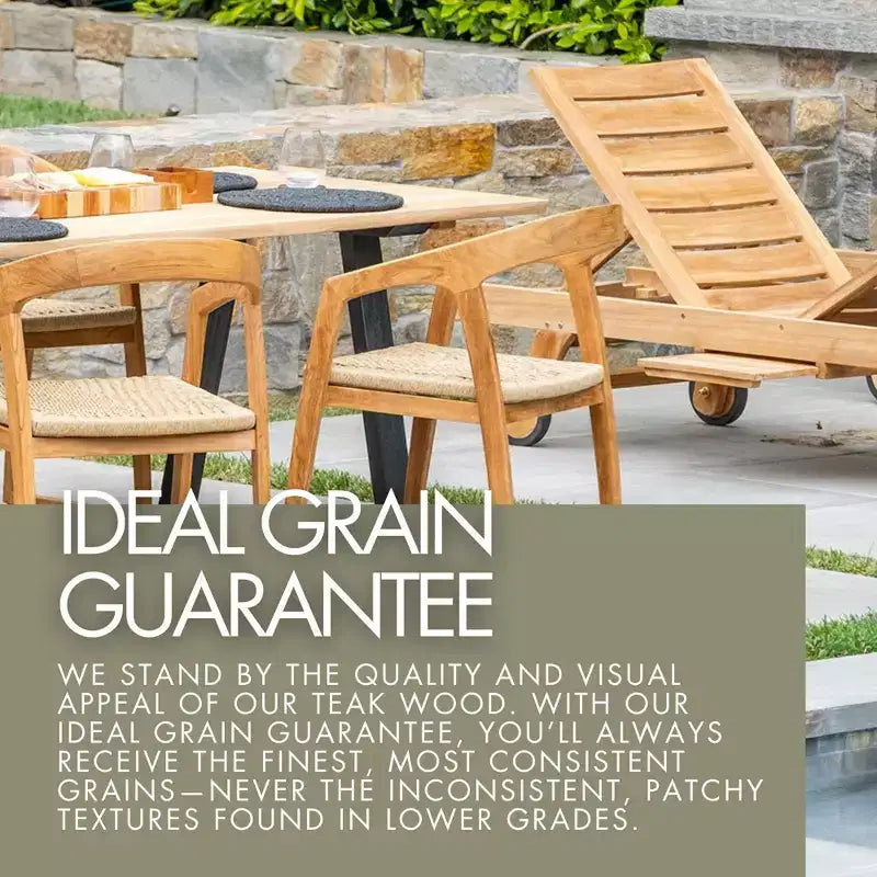 Nordic Teak Natural Outdoor Chaise Lounger with Side Table - Beige