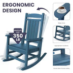 Hyleory HDPE Patio Rocking Adirondack Chair, Extra Wide Outdoor Chair for All Seasons