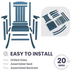 Hyleory HDPE Patio Rocking Adirondack Chair, Extra Wide Outdoor Chair for All Seasons