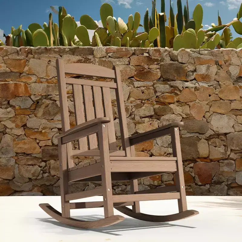 Hyleory HDPE Patio Rocking Adirondack Chair, Extra Wide Outdoor Chair for All Seasons