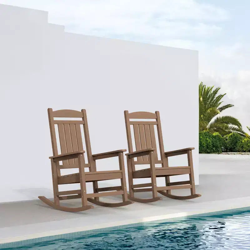 Hyleory HDPE Patio Rocking Adirondack Chair, Extra Wide Outdoor Chair for All Seasons
