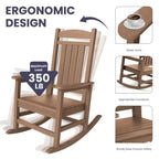 Hyleory HDPE Patio Rocking Adirondack Chair, Extra Wide Outdoor Chair for All Seasons