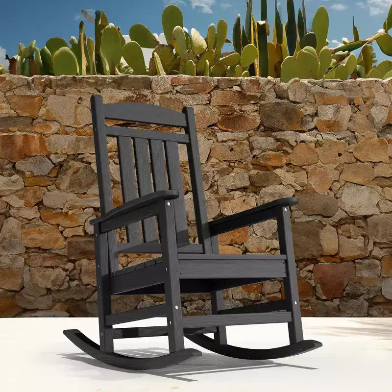Hyleory HDPE Patio Rocking Adirondack Chair, Extra Wide Outdoor Chair for All Seasons