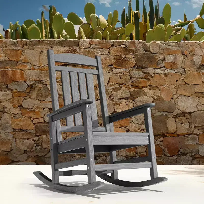Hyleory HDPE Patio Rocking Adirondack Chair, Extra Wide Outdoor Chair for All Seasons