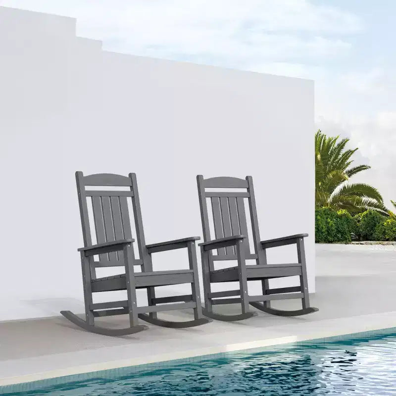 Hyleory HDPE Patio Rocking Adirondack Chair, Extra Wide Outdoor Chair for All Seasons
