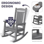 Hyleory HDPE Patio Rocking Adirondack Chair, Extra Wide Outdoor Chair for All Seasons