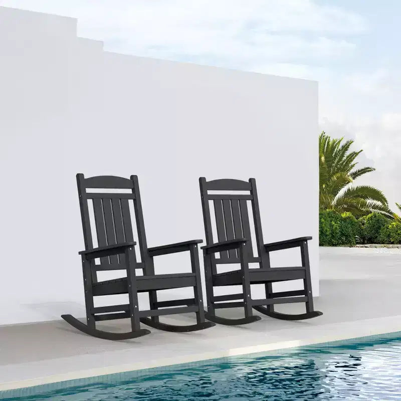 Hyleory HDPE Patio Rocking Adirondack Chair, Extra Wide Outdoor Chair for All Seasons