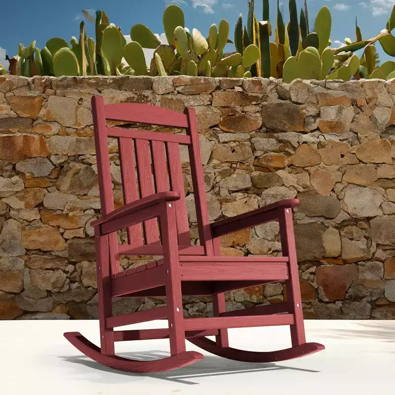 Hyleory HDPE Patio Rocking Adirondack Chair, Extra Wide Outdoor Chair for All Seasons