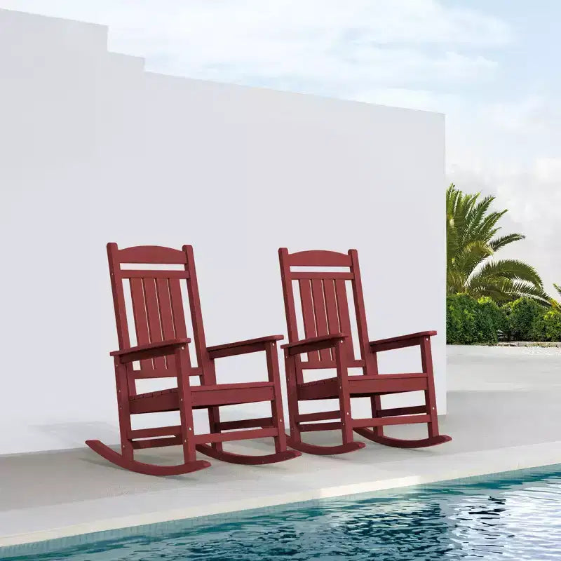 Hyleory HDPE Patio Rocking Adirondack Chair, Extra Wide Outdoor Chair for All Seasons