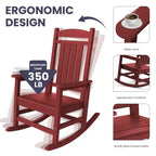 Hyleory HDPE Patio Rocking Adirondack Chair, Extra Wide Outdoor Chair for All Seasons
