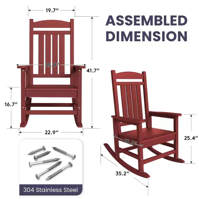 Hyleory HDPE Patio Rocking Adirondack Chair, Extra Wide Outdoor Chair for All Seasons