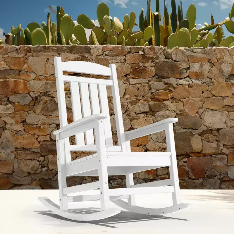Hyleory HDPE Patio Rocking Adirondack Chair, Extra Wide Outdoor Chair for All Seasons