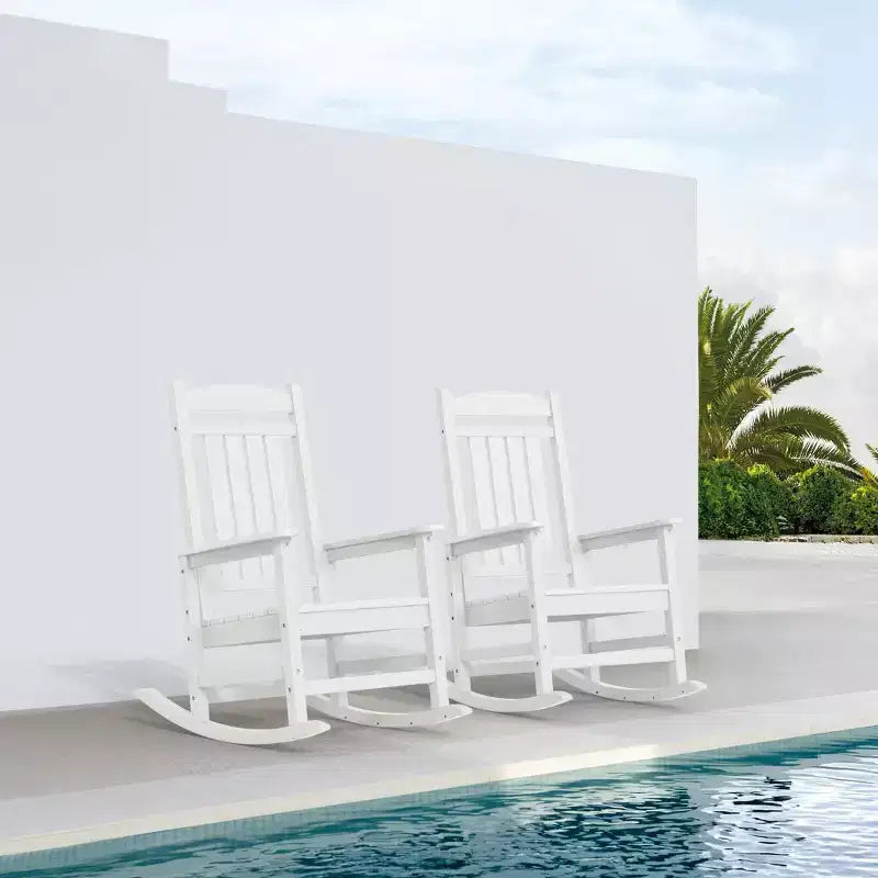 Hyleory HDPE Patio Rocking Adirondack Chair, Extra Wide Outdoor Chair for All Seasons