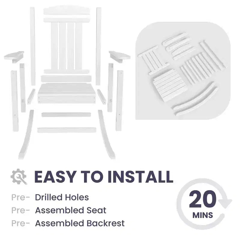 Hyleory HDPE Patio Rocking Adirondack Chair, Extra Wide Outdoor Chair for All Seasons