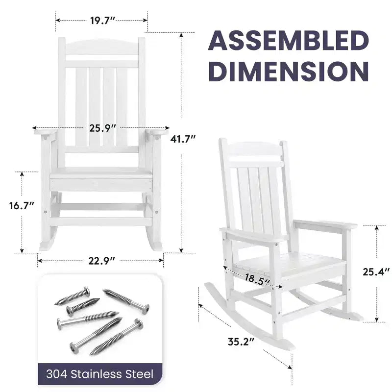 Hyleory HDPE Patio Rocking Adirondack Chair, Extra Wide Outdoor Chair for All Seasons