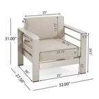 Christopher Knight Home Camila Outdoor Aluminum Club Chairs with Optional Cushions (Set of 2) ,Silver/Beige
