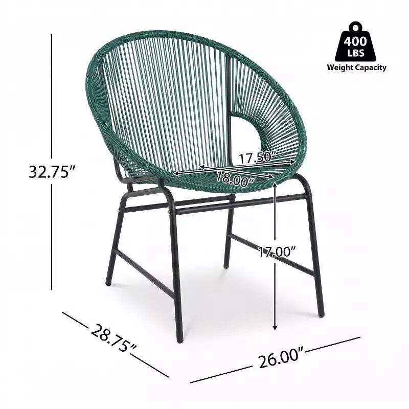 Christopher Knight Home Nusa Outdoor Rattan and Metal Acapulco Weave Club Chairs (Set of 2)