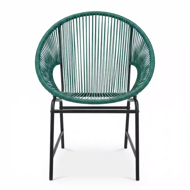 Christopher Knight Home Nusa Outdoor Rattan and Metal Acapulco Weave Club Chairs (Set of 2)