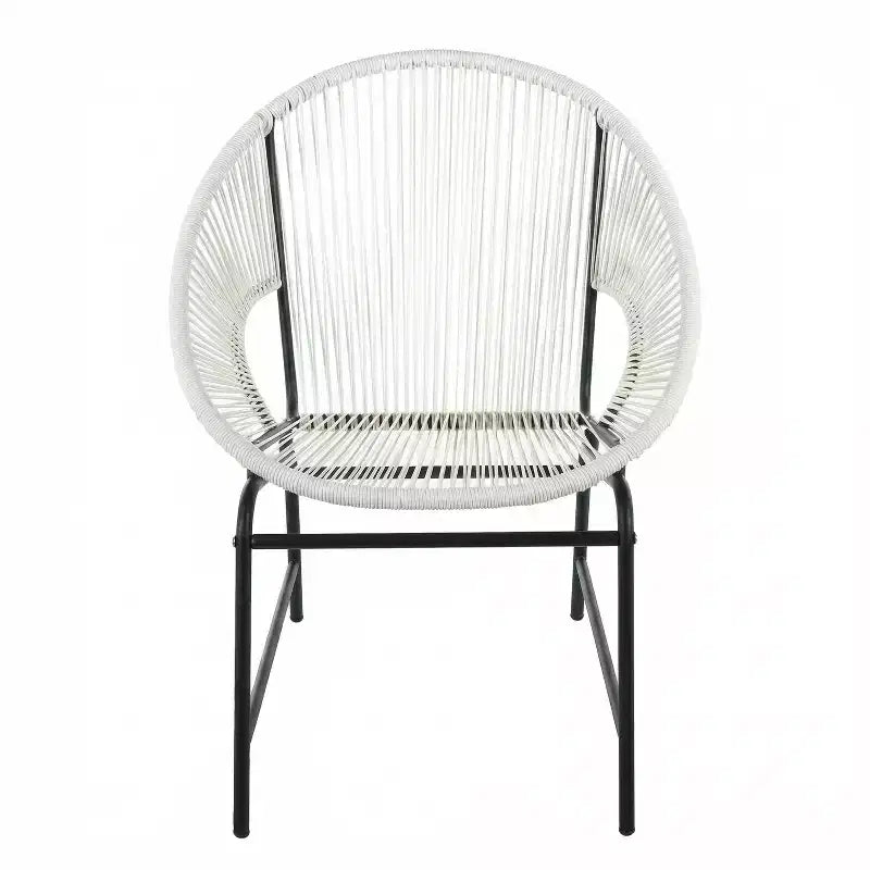 Christopher Knight Home Nusa Outdoor Rattan and Metal Acapulco Weave Club Chairs (Set of 2)