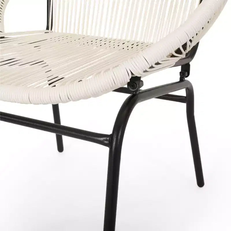 Christopher Knight Home Nusa Outdoor Rattan and Metal Acapulco Weave Club Chairs (Set of 2)