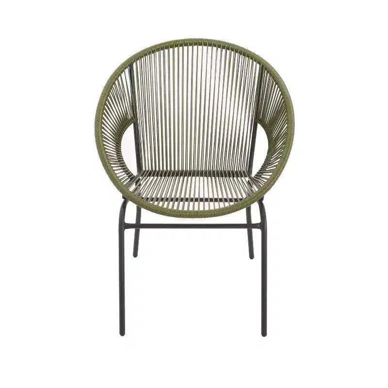 Christopher Knight Home Nusa Outdoor Rattan and Metal Acapulco Weave Club Chairs (Set of 2)