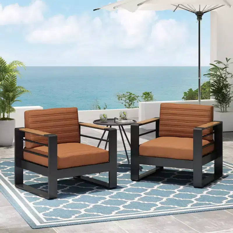 Christopher Knight Home Giovanna Outdoor Aluminum and Faux Wood Club Chair (Set of 2)