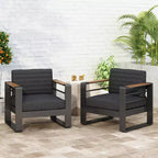 Christopher Knight Home Giovanna Outdoor Aluminum and Faux Wood Club Chair (Set of 2)